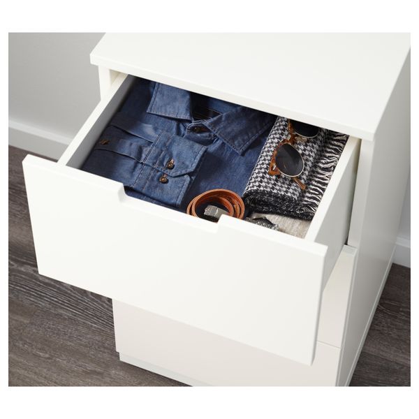Комод с 3 ящиками НОРДЛИ, белый (40x75 см) - фото 3