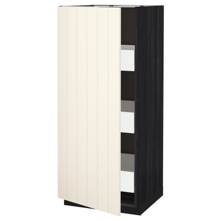 Высокий шкаф с ящиками МЕТОД / ФОРВАРА, черный, Хитарп белый с оттенком (60x60x140 см)