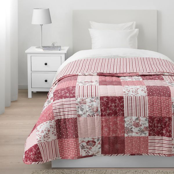 Покрывало, белый, розовый, 180x250 см IKEA ВОРРЮТА 603.819.21 - фото 2