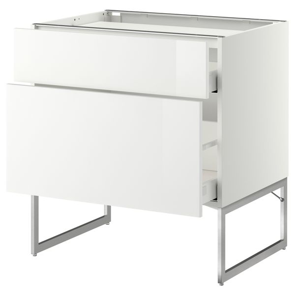 Напольный шкаф, 2 фронтальных панели, 3 ящика МЕТОД / МАКСИМЕРА, белый, Рингульт белый - схема-чертеж с размерами