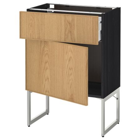 Напольный шкаф с ящиком, дверью МЕТОД / МАКСИМЕРА, черный, Экестад дуб
