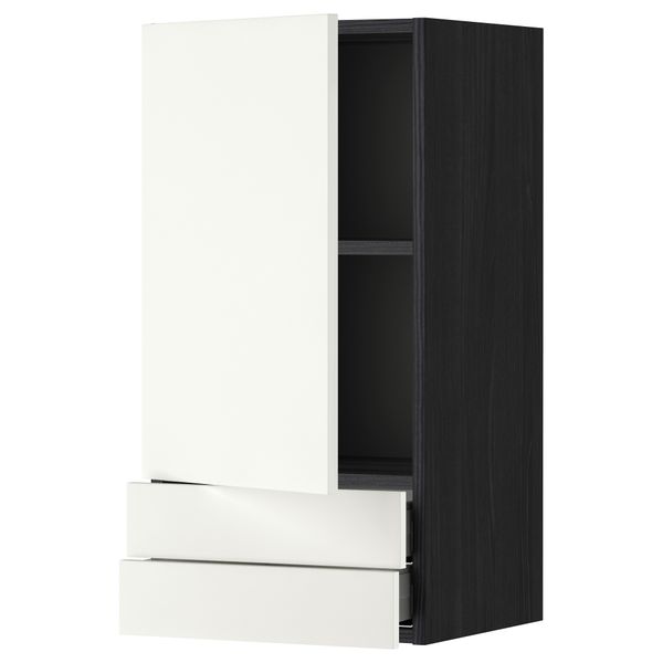 Навесной шкаф с дверцей, 2 ящика МЕТОД / МАКСИМЕРА, черный, Хэггеби белый - фото 1