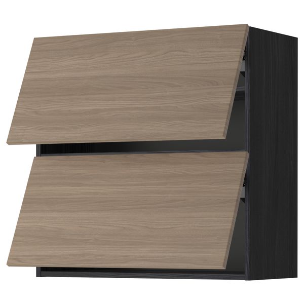 Навесной шкаф, 2 дверцы, горизонтальный МЕТОД, черный, Брокхульт светло-серый - схема-чертеж с размерами