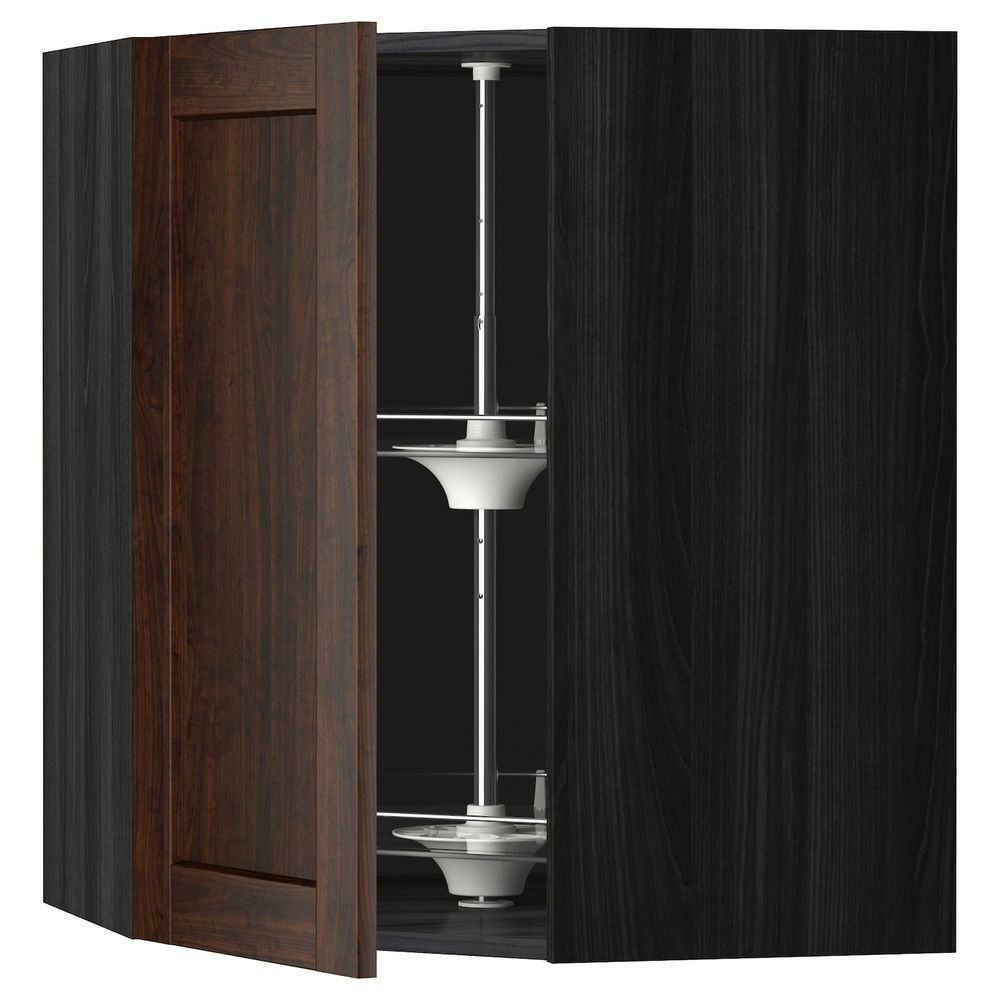 Угловой навесного шкаф с вращающейся секц, черный/Эдсерум коричневый 68x80 см IKEA МЕТОД 992.266.32 - схема-чертеж с размерами