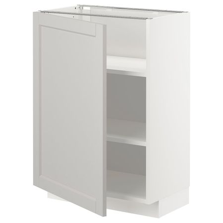Напольный шкаф с полками, белый/Лерхюттан светло-серый 60x37 см IKEA METOD МЕТОД 192.730.57