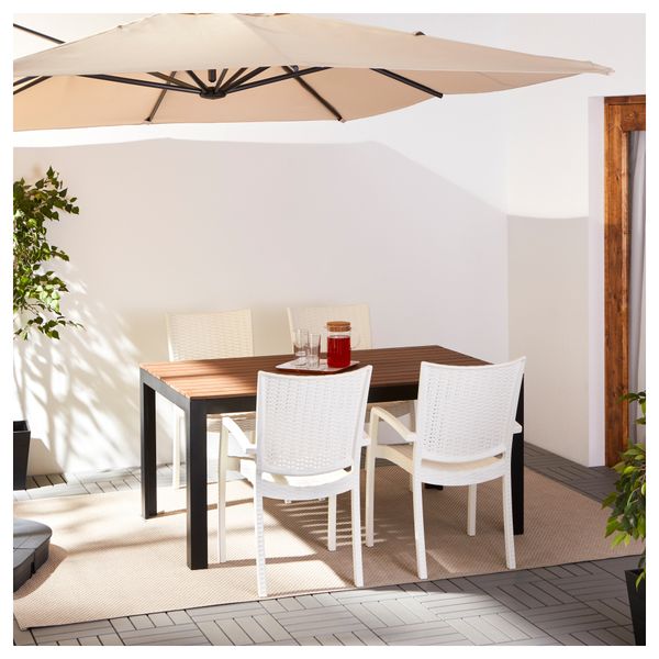 Стол + 4 кресла, для сада ФАЛЬСТЕР / ИННАМУ, черно-коричневый, белый - фото 2