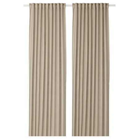 Гардины, 1 пара, бежевый 145x300 см IKEA АЙНА 903.705.77
