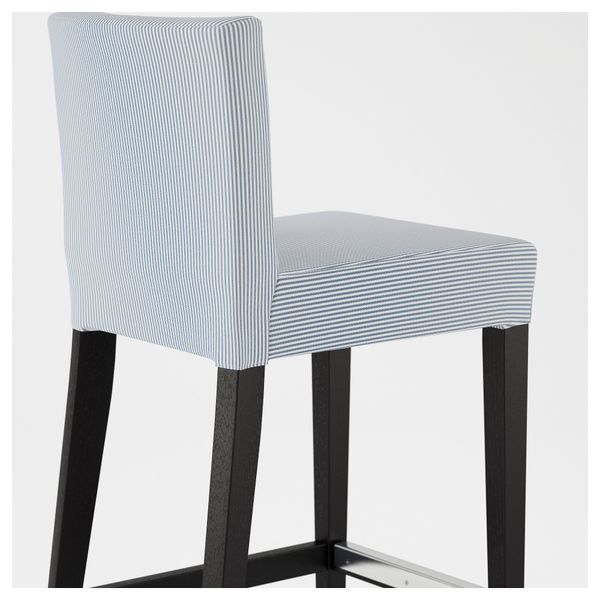 Стул барный ХЕНРИКСДАЛЬ, коричнево-чёрный, Ремваллен синий/белый (74 см) - фото 4