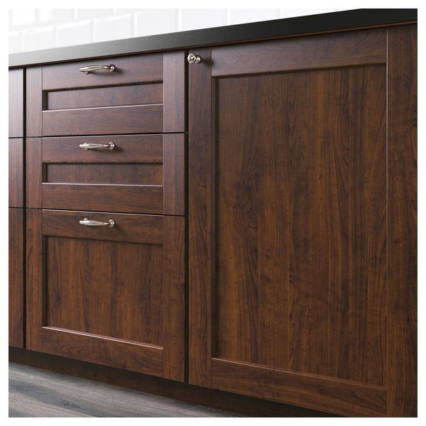 Дверца для напольного углового шкафа, 2 штуки ЭДСЕРУМ, под дерево коричневый (25x80 см) - схема-чертеж с размерами