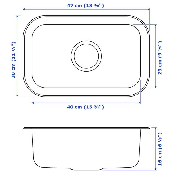 Одинарная врезная мойка, нержавеющая сталь 47x30 см IKEA BOHOLMEN БУХОЛЬМЕН 992.430.52 - фото 6