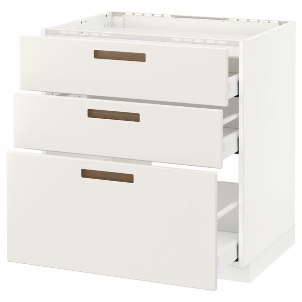 Напольный шкаф, 3 фронтальных панели, 3 ящика МЕТОД / МАКСИМЕРА, белый, Мэрста белый - схема-чертеж с размерами