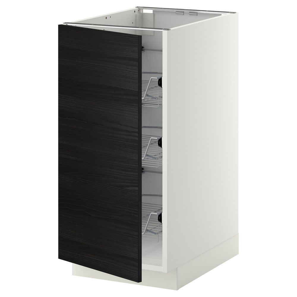 Напольный шкаф с проволочные ящиками, белый, Тингсрид черный 40x60 см IKEA МЕТОД 292.246.03 - схема-чертеж с размерами