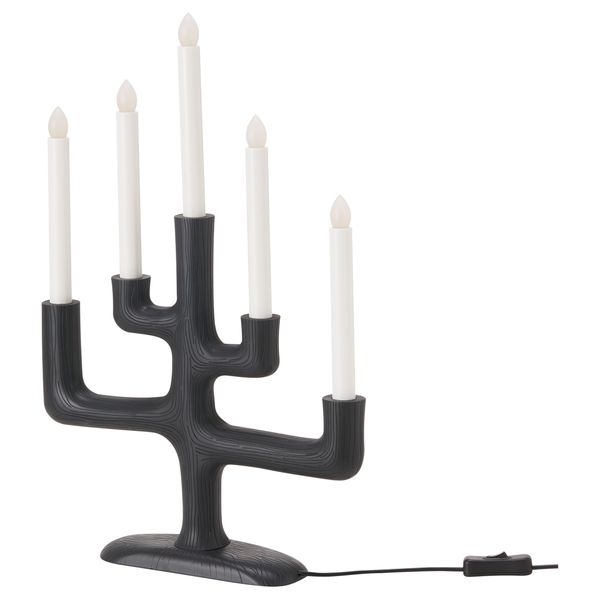 Светодиодный канделябр, 5 ламп СТРОЛА, ветка, темно-серый (49 см) - фото 2