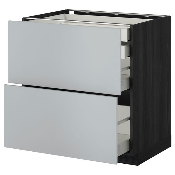 Напольный шкаф 2 фронтальные панели, 2 нижних, 1 средний, 1 высокий ящик МЕТОД / МАКСИМЕРА, черный, Веддинге серый - фото 1