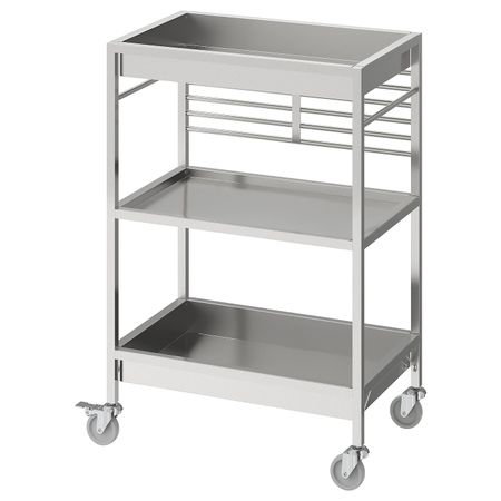 Столик с колесами, нержавеющая сталь 60x40 см IKEA KUNGSFORS КУНГСФОРС 303.712.35