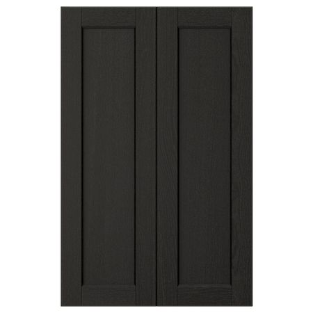 Дверца для напольного углового шкафа, 2шт, черная морилка 25x80 см IKEA LERHYTTAN ЛЕРХЮТТАН 303.565.03