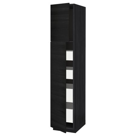 Высокий шкаф/2дверцы/4ящика, черный, Тингсрид черный, 40x60x200 см IKEA МЕТОД / МАКСИМЕРА 192.368.71
