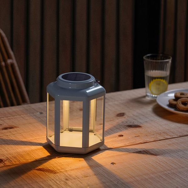 Настольная Светодиодная лампа, солнечная батарея, фонарь, голубой, 17 см IKEA SOLVINDEN 405.145.83 - фото 3