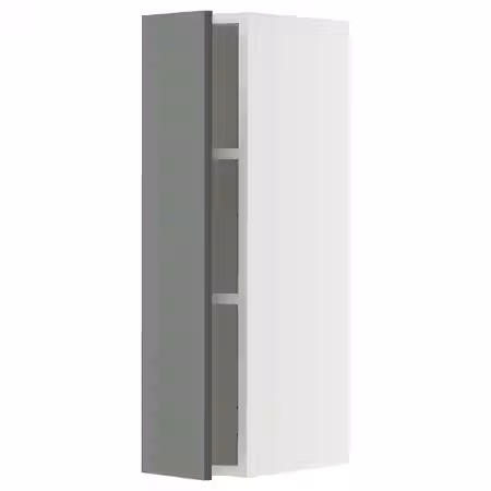 METOD Навесной шкаф с полками - белый/Nickebo матовый серо-зеленый 20x80 см