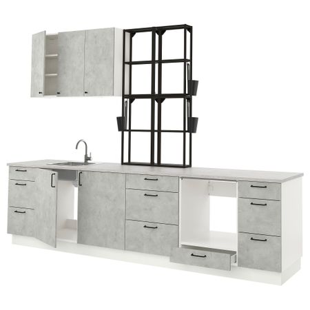 Кухня, 323x63.5x241 см, антрацит, под бетон IKEA BEGIVENHET БЕГИВЕНХЕТ 593.379.10