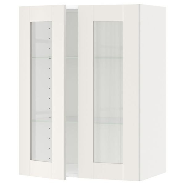 Навесной шкаф/полки/2стеклян двери, белый/Сэведаль белый 60x80 см IKEA METOD МЕТОД 094.456.48 - фото 1