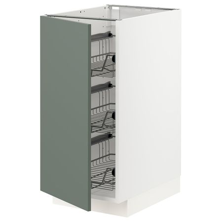 Напольный шкаф/проволочные корзины, белый/Бодарп серо-зеленый 40x60 см IKEA METOD МЕТОД 294.445.39