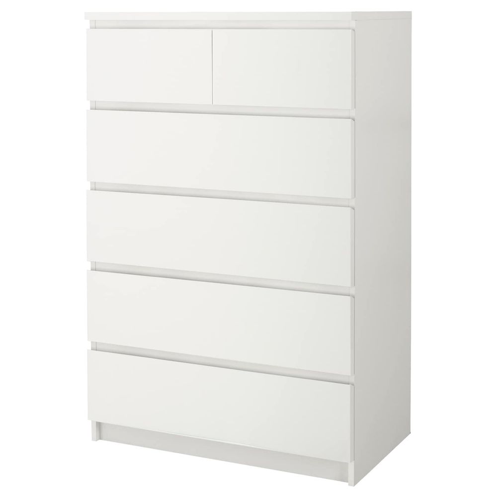 Комод с 6 ящиками, белый 80x123 см IKEA MALM МАЛЬМ 103.685.97 - фото 1