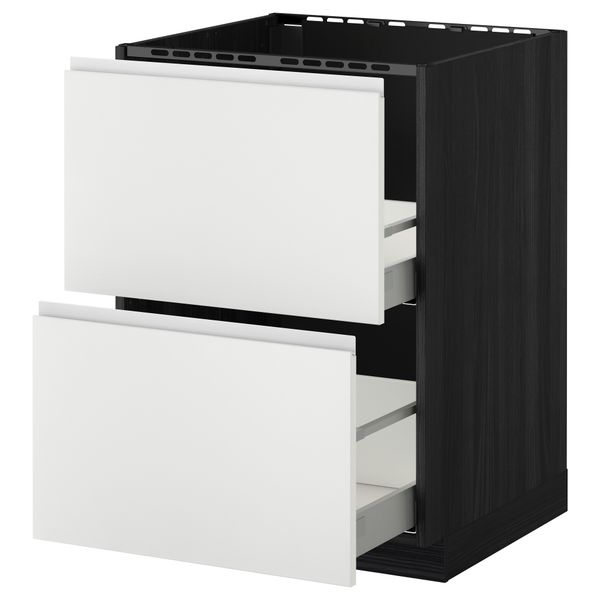 Напольный шкаф под мойку + 2 фронтальных панели, 2 ящика МЕТОД / МАКСИМЕРА, черный, Нодста белый - схема-чертеж с размерами