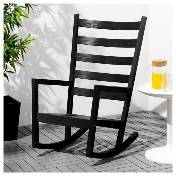 Кресло-качалка, для дома/улицы ВЭРМДЭ, черно-коричневый черный черно-коричневая морилка - фото 2