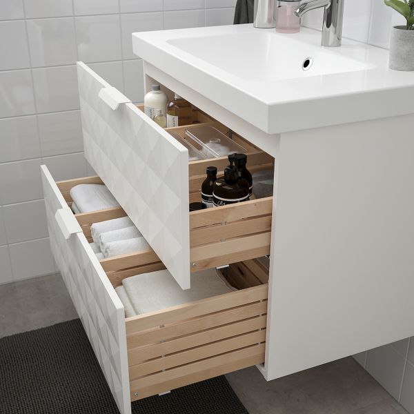 Шкаф для раковины с 2 ящ, Решён белый, ДАЛЬШЕР смеситель 83x49x64 см IKEA ГОДМОРГОН / ОДЕНСВИК 292.929.08 - схема-чертеж с размерами