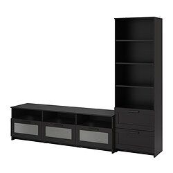 Шкаф для ТВ, комбинация, 240x41x190 см, черный IKEA BRIMNES 594.772.41 - фото 3