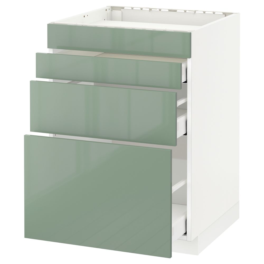 Напольный шкаф для духовки, 4фасада, 3 ящика МЕТОД / МАКСИМЕРА, белый, Калларп светло-зеленый - схема-чертеж с размерами