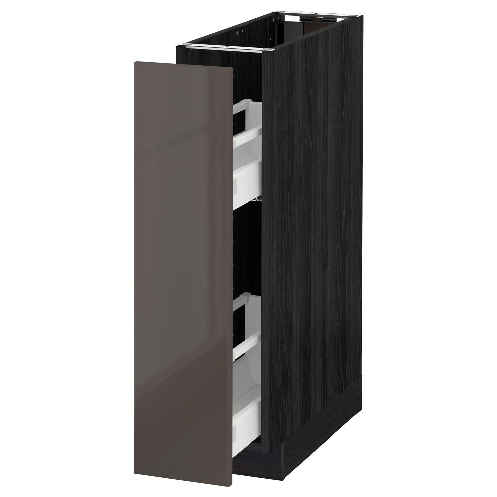 Напольный шкаф, выдвижной внутрений элемент МЕТОД, черный, Рингульт серый (20x60 см) - схема-чертеж с размерами