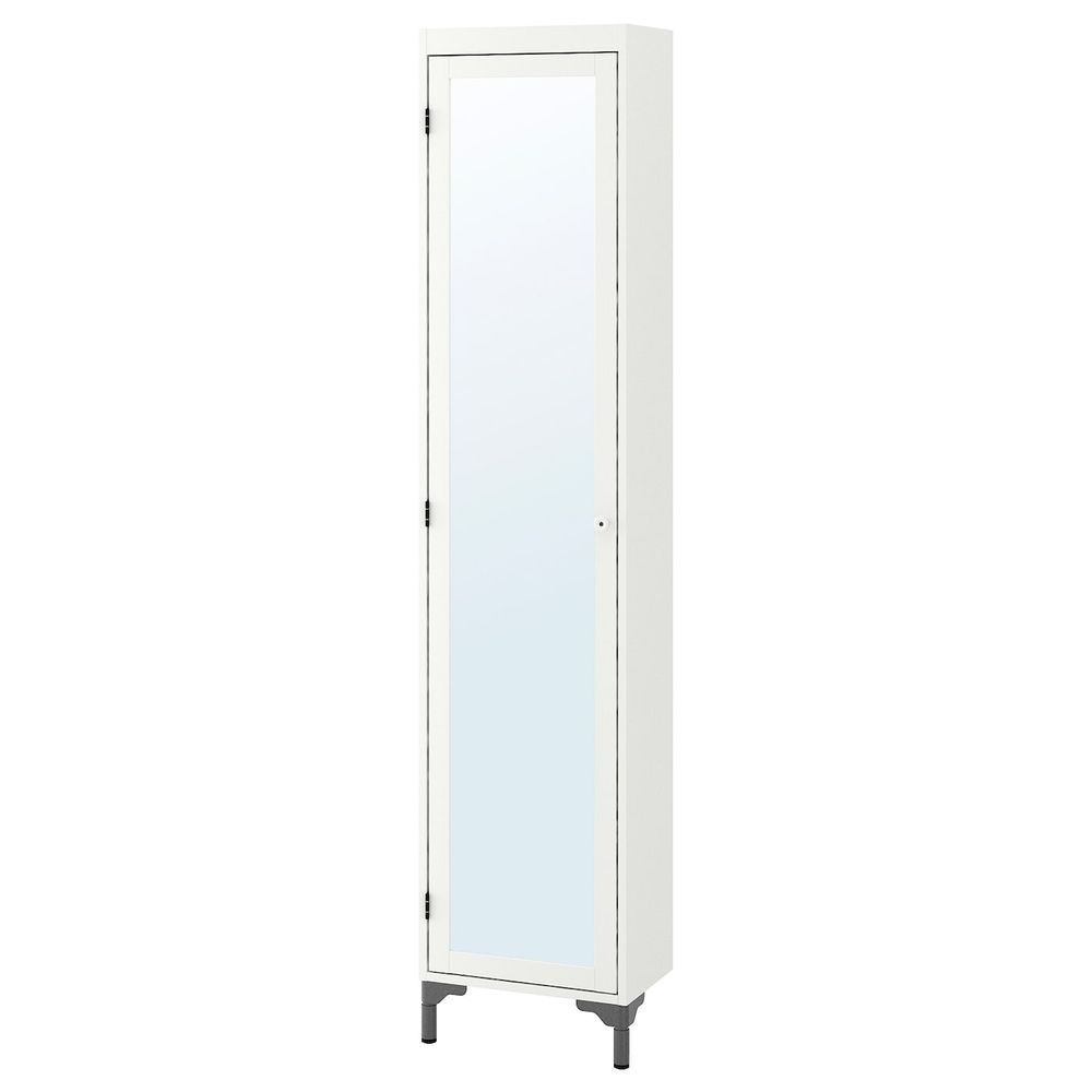 Высокий шкаф с зеркальной дверцей, белый 40x25x184 см IKEA SILVERÅN СИЛВЕРОН 292.273.24 - фото 1