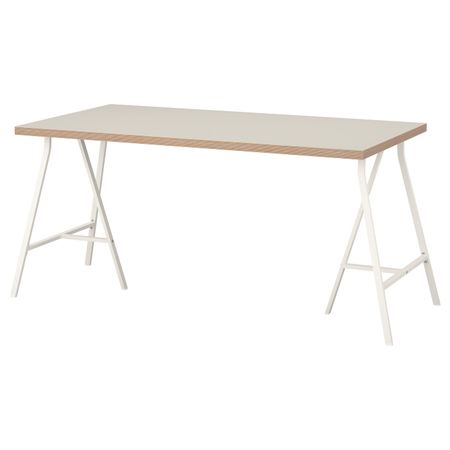 Стол, бежевый, белый, 150x75 см IKEA ЛИННМОН / ЛЕРБЕРГ 392.793.60