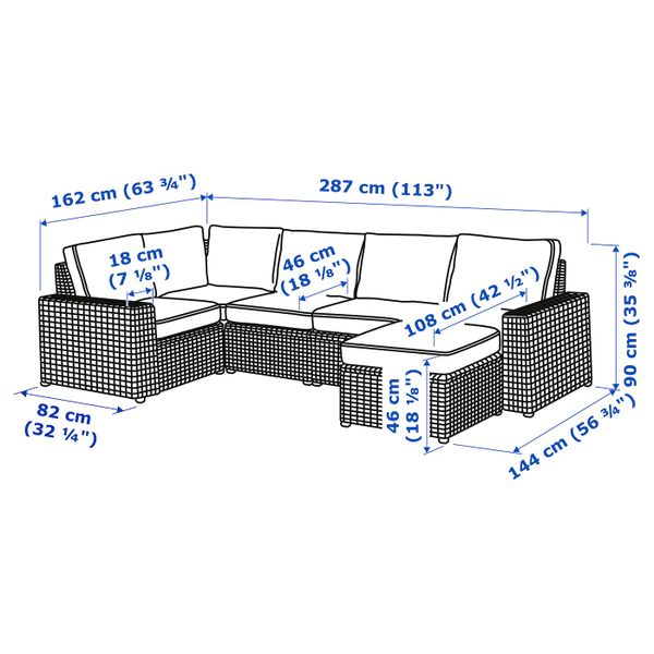 IKEA в интерьере - схема-чертеж с размерами