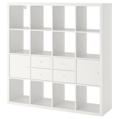 Стеллаж с 4 вставками, белый 147x147 см IKEA KALLAX КАЛЛАКС 792.783.30