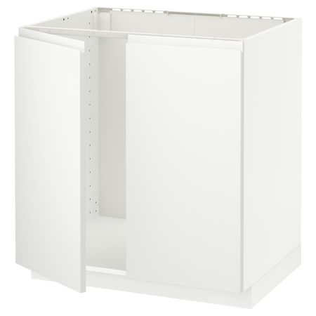 Напольный шкаф для мойки+2 двери, белый/Воксторп матовый белый 80x60 см IKEA METOD МЕТОД 494.460.90