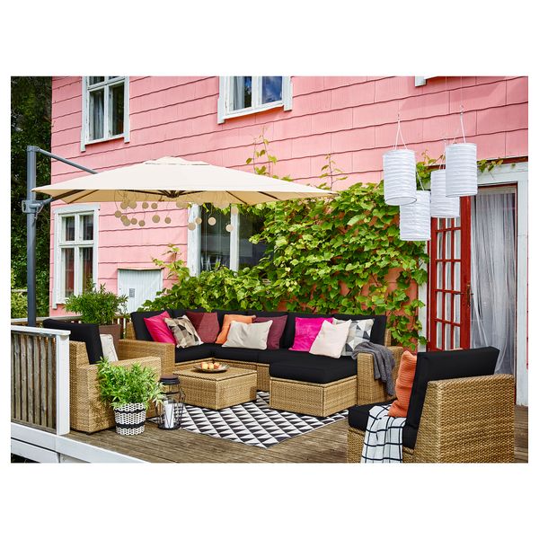 Садовый угловой диван 4+1,табурет СОЛЛЕРОН, коричневый, Кунгсэ черный - схема-чертеж с размерами