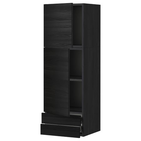 Навесной шкаф, 2 дверцы, 2 ящика МЕТОД / ФОРВАРА, черный, Тингсрид черный