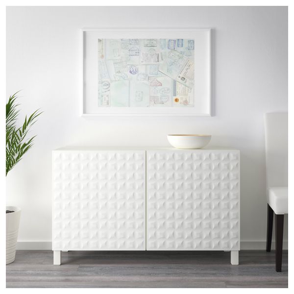 Комбинация для хранения с дверцами БЕСТО, белый, Дьюпвикен белый (120x40x74 см) - схема-чертеж с размерами