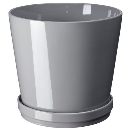 Горшок цветочный с поддоном, 24 см, для дома, улицы серый IKEA CITRUSFRUKT 105.084.37