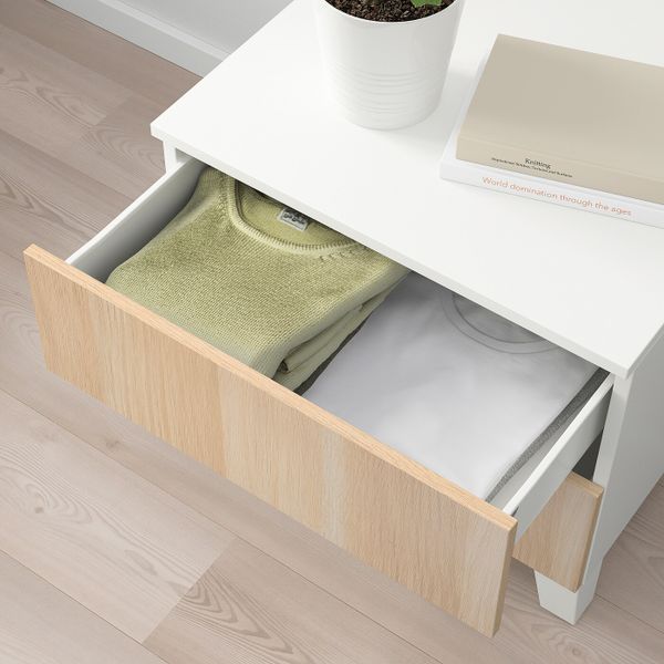 Комод с 2 ящиками, белый/Скрова беленый дуб IKEA OPPHUS ОПХУС 394.879.29 - схема-чертеж с размерами