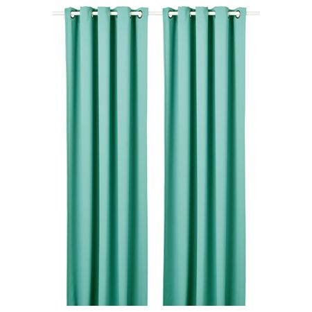 Затемняющие гардины, 2 шт., бирюзовый 145x300 см IKEA HILLEBORG ХИЛЛЕБОРГ 604.636.72