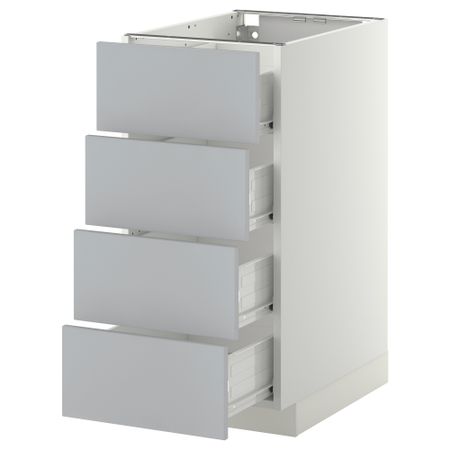 Напольный шкаф 4 фронтальных панели, 4 ящика МЕТОД / ФОРВАРА, белый, Веддинге серый