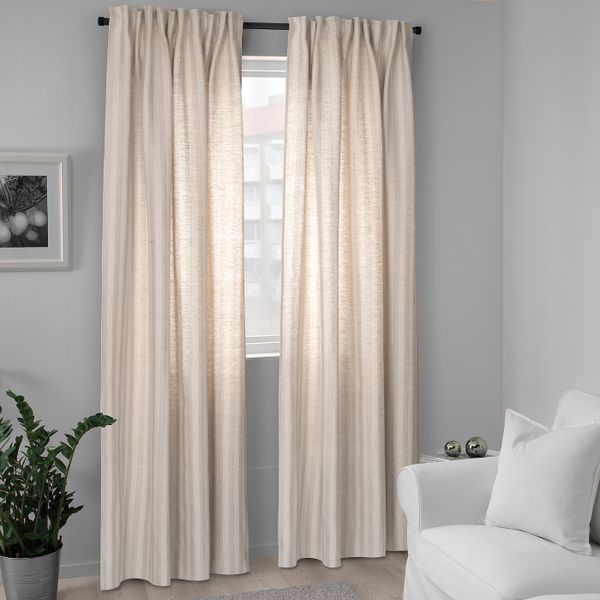 Гардины, 2 шт., естественный 155x300 см IKEA ÅSALIE ОСАЛИЕ 404.937.50 - фото 2