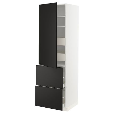 Высокий шкаф + полки, 4ящик, дверцы, 2фасада, 60x60x200 cm IKEA METOD МЕТОД, MAXIMERA МАКСИМЕРА 293.818.34