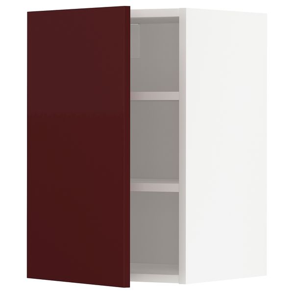 Навесной шкаф с полками, 40x60 см, белый Kallarp, глянцевый темный красно-коричневый IKEA METOD МЕТОД 994.595.46 - фото 2