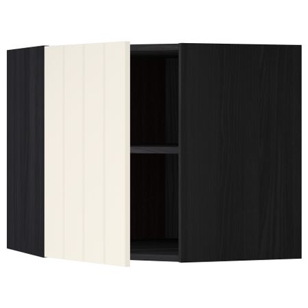 Угловой навесной шкаф с полками МЕТОД, черный, Хитарп белый с оттенком