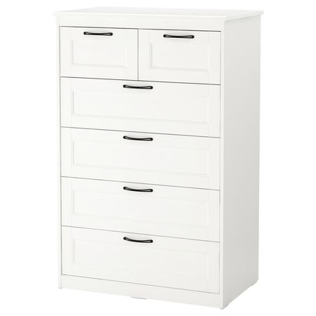 SONGESAND Комод с 6 ящиками - белый 82x126 см